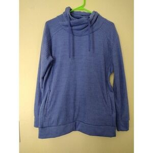 Columbia Women's Fleece Waffle Knit Cowl Neck Pullover Blue Size S